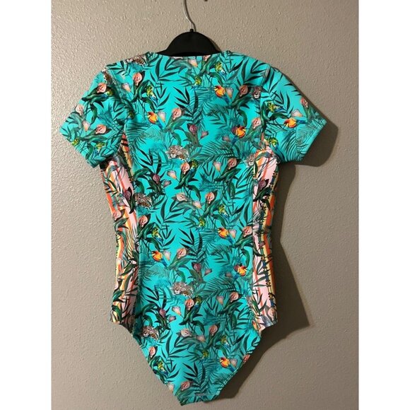 Johnny Was Taina Swimsuit Blue M Medium Fly Neoprene One Piece NWT $298 - Picture 5 of 8